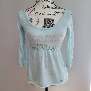 Vintage Y2K Abercrombie & Fitch XS teal babydoll top fairy preppy beachy